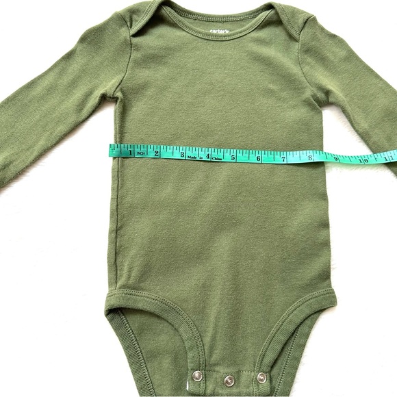 🌼 5 for $25 Carter’s Cotton Olive Green Long Sleeve Baby Onesie 9 Months - Picture 6 of 6